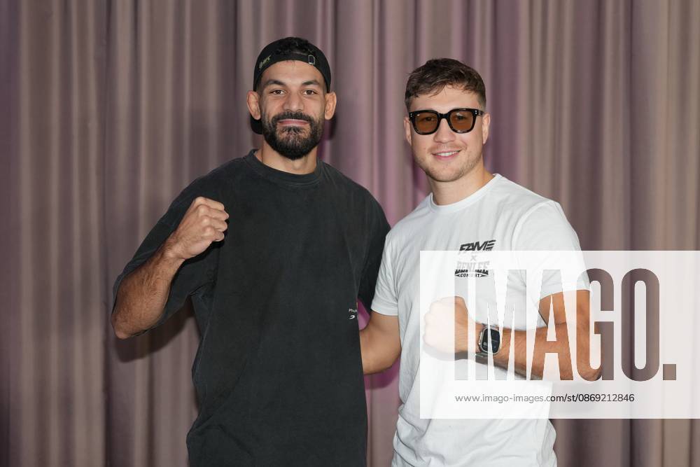 Fame Fighting 2026 Press Conference: Ediz Tasci and Oliver Ginkel at the press conference for the fourth edition of Fame Fighting Celebrity Boxing on October 11, 2026, at the Atlantic Hotel in Essen, North Rhine-Westphalia