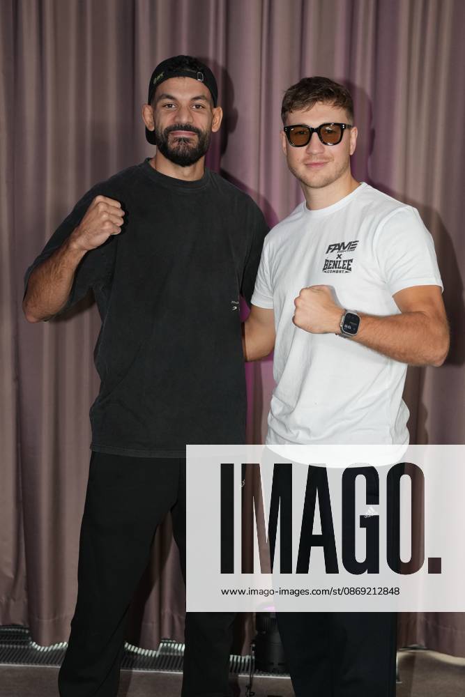 Fame Fighting 2026 Press Conference: Ediz Tasci and Oliver Ginkel at the press conference for the fourth edition of Fame Fighting Celebrity Boxing on October 11, 2026, at the Atlantic Hotel in Essen, North Rhine-Westphalia
