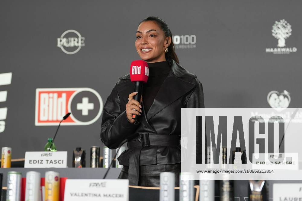 Fame Fighting 2026 Press Conference: Valentina Maceri at the press conference for the fourth edition of Fame Fighting Celebrity Boxing on October 11, 2026, at the Atlantic Hotel in Essen, North Rhine-Westphalia