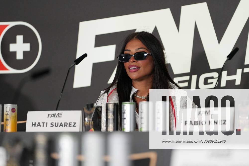 Fame Fighting 2026 Press Conference: Hati Suarez at the press conference for the fourth edition of Fame Fighting Celebrity Boxing on October 11, 2026, at the Atlantic Hotel in Essen, North Rhine-Westphalia