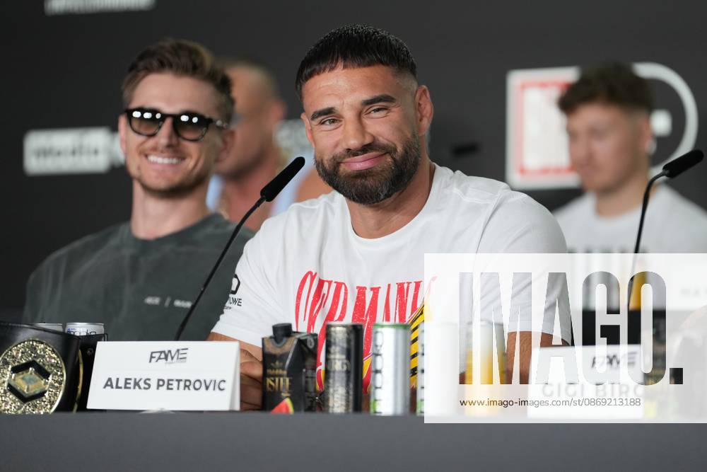 Fame Fighting 2026 Press Conference: Aleks Petrovic at the press conference for the fourth edition of Fame Fighting Celebrity Boxing on October 11, 2026, at the Atlantic Hotel in Essen, North Rhine-Westphalia