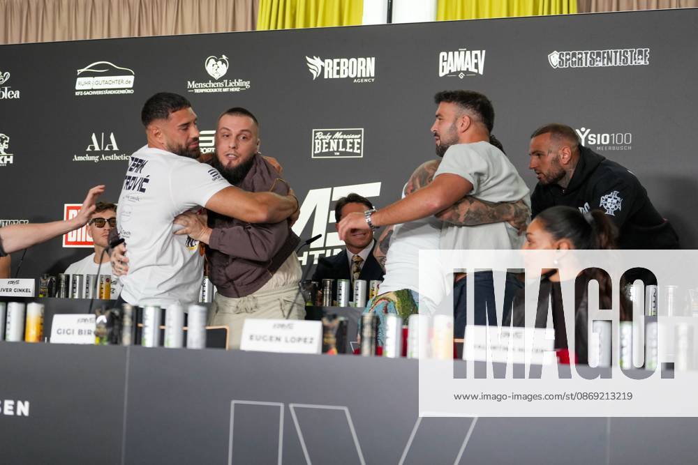 Fame Fighting 2026 Press Conference: Eugen Lopez, Yasin Cilingir, and Aleks Petrovic at the press conference for the fourth edition of Fame Fighting Celebrity Boxing on October 11, 2026, at the Atlantic Hotel in Essen, North Rhine-Westphalia