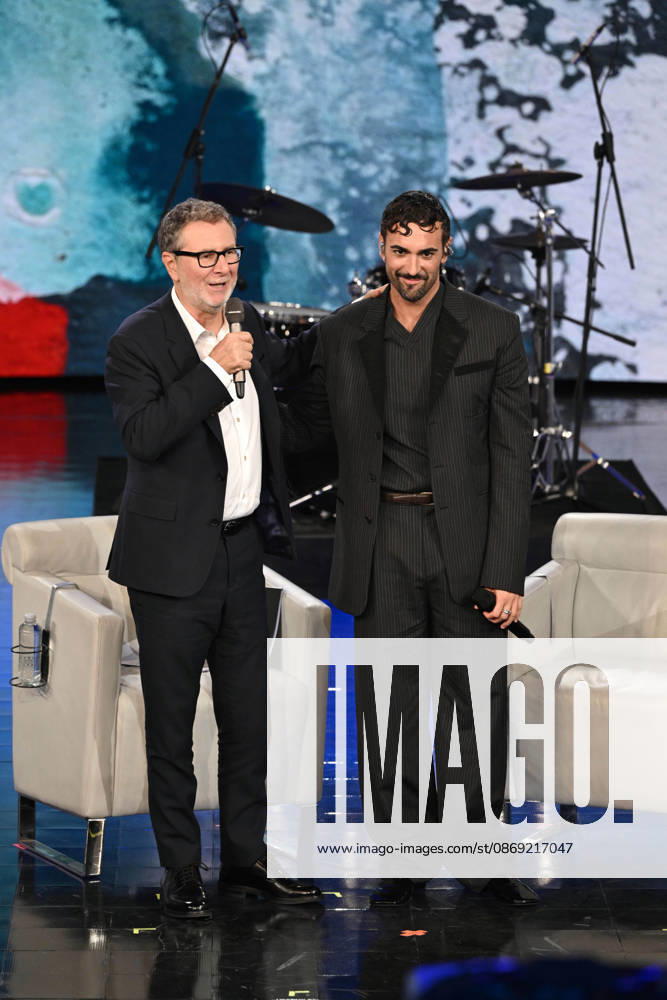 IPA89573997 - Milan, TV Show Che Tempo Che Fa - Nove. Pictured: Fabio Fazio, Marco Mengoni