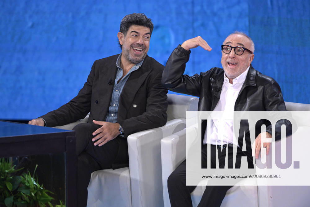 Photo by Mario Romano, IPP Milan, October 11, 2026. TV show *Che Tempo Che Fa*. Pictured are actors Silvio Orlando and Pierfrancesco Favino. Italy Photo Press World. Copyright *Che Tempo Che Fa*
