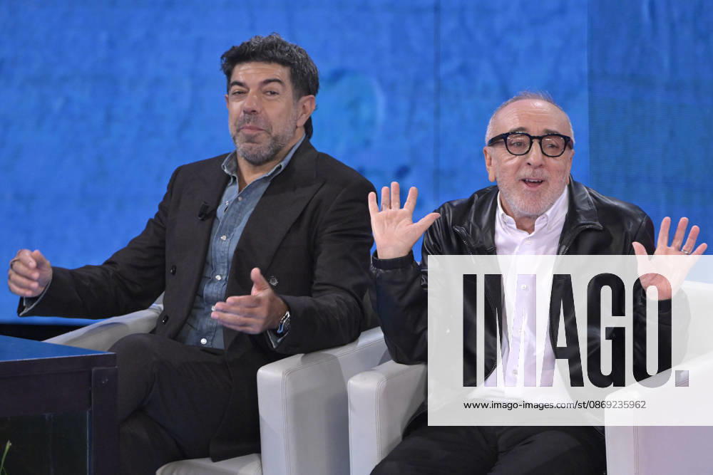 Photo by Mario Romano, IPP Milan, October 11, 2026. TV show *Che Tempo Che Fa*. Pictured are actors Silvio Orlando and Pierfrancesco Favino. Italy Photo Press World. Copyright *Che Tempo Che Fa*