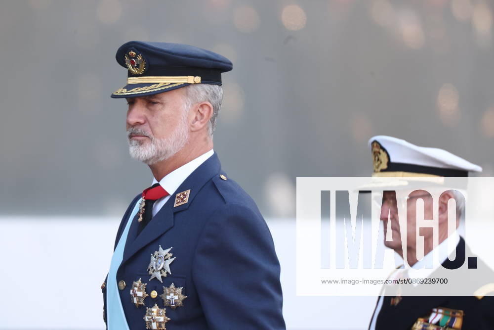 October 12 Parade for Hispanic Heritage Day King Felipe VI during the solemn ceremony honoring the national flag and the military parade for October 12, Hispanic Heritage Day, in the Plaza de Cánovas del Castillo, on October 12, 2026, in Madrid, Spain. The events begin with the raising of the flag and are followed by a tribute to those who gave their lives for the country. Subsequently, the military air and ground parades begin. Approximately 4,400 members of the Armed Forces, the security forces, and various civilian public institutions are participating this year in the parade presided over by the King and Queen. The aerial parade featured 50 fighter, training, and transport aircraft, as well as around 30 helicopters. On the ground, appr