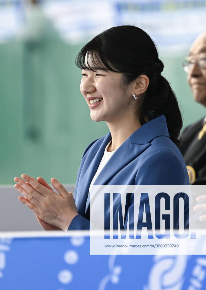 Princess Aiko in Aomori Pref. Japanese Princess Aiko watches a rubber baseball game during the 80th National Sports Festival in Rokunohe in Aomori Prefecture, northeastern Japan, on Oct. 12, 2026. A14AA0005630663P