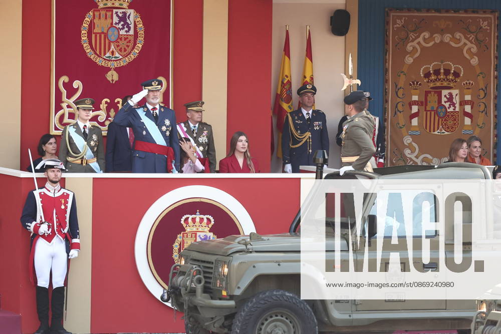October 12 Parade for Hispanic Heritage Day King Felipe VI during the solemn ceremony honoring the national flag and the military parade for October 12, Hispanic Heritage Day, in the Plaza de Cánovas del Castillo, on October 12, 2026, in Madrid, Spain. The events begin with the raising of the flag and are followed by a tribute to those who gave their lives for the country. Subsequently, the military air and ground parades begin. Approximately 4,400 members of the Armed Forces, the security forces, and various civilian public institutions are participating this year in the parade presided over by the King and Queen. The aerial parade featured 50 fighter, training, and transport aircraft, as well as around 30 helicopters. On the ground, appr