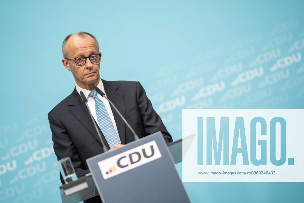 Chancellor Friedrich Merz at the closing press conference of the CDU Germany Executive Committee Retreat in Berlin, October 2026, Berlin, Berlin, Germany, Konrad Adenauer House