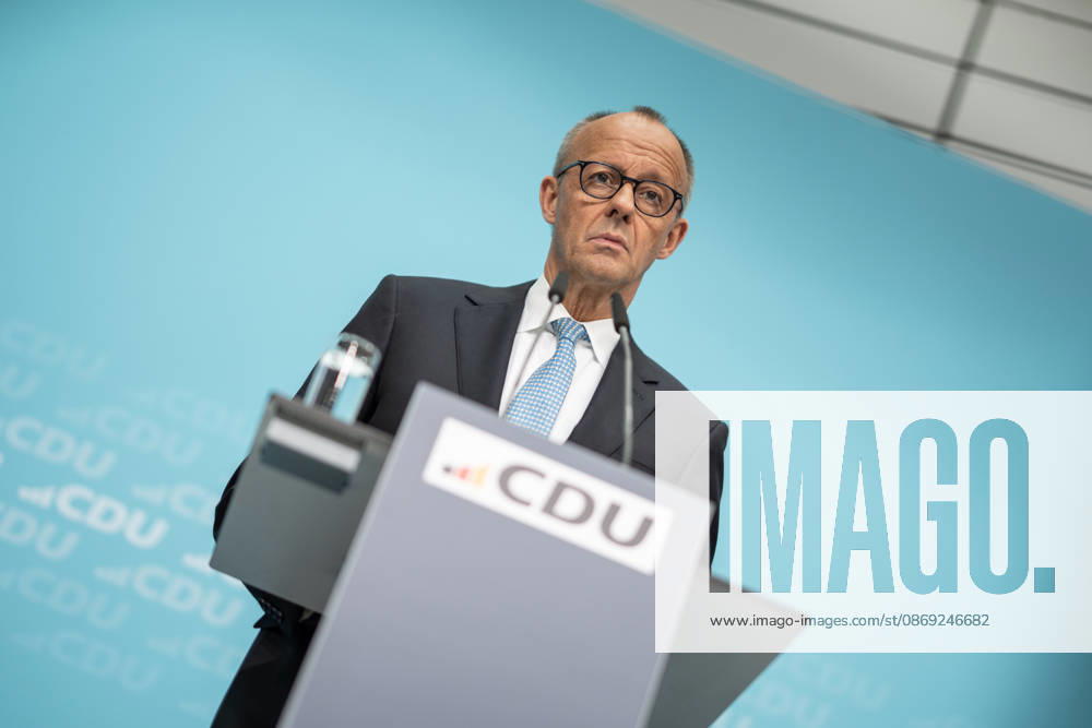 Chancellor Friedrich Merz at the closing press conference of the CDU Germany Executive Committee retreat in Berlin, October 2026, Berlin, Berlin, Germany, Konrad Adenauer House