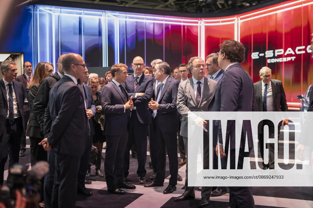 President Macron at Paris Motor Show - Paris French President Emmanuel Macron, Head of French auto industry lobby PFA ( plateforme de l Automobile ) Luc Chatel and Renault Group Global CEO Francois Provost visits the Renault stand at the Paris Motor Show in Paris, on October 12, 2026. Photo by Eliot Blondet ABACAPRESS.COM Paris France France