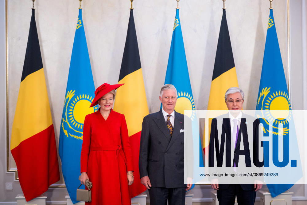 Belgian Royal Couple s State Visit to Central Asia - Day 2 - Kazakhstan King Philippe of Belgium and Queen Mathilde attend an official welcome ceremony at the presidential palace in Astana, Kazakhstan on October 12, 2026, during the first day of their official visit, greeted by President Kassym-Jomart Tokayev. Photo by Olivier Polet ABACAPRESS.COM Astana Kazakhstan