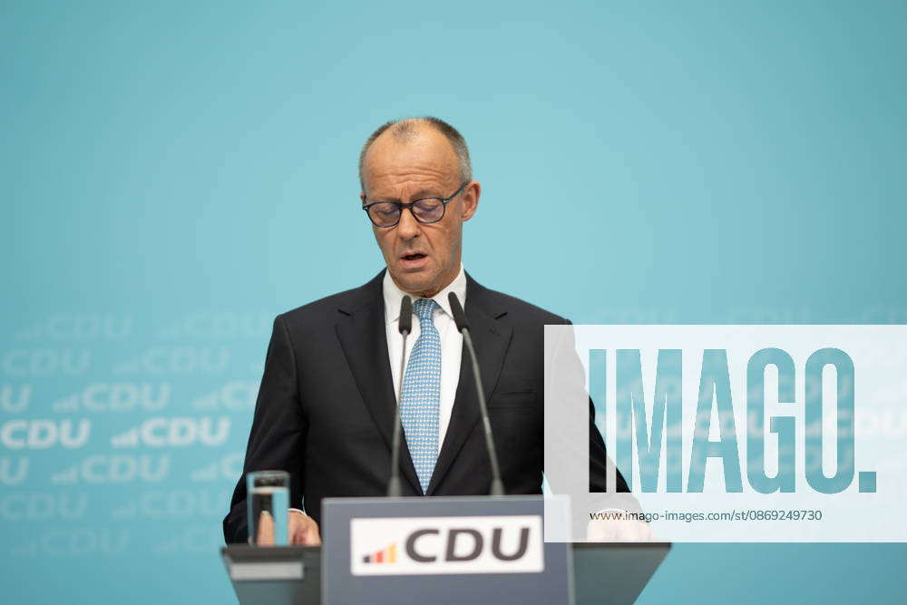 Chancellor Friedrich Merz at the closing press conference of the CDU Germany Executive Committee retreat in Berlin, October 2026, Berlin, Berlin, Germany, Konrad Adenauer House