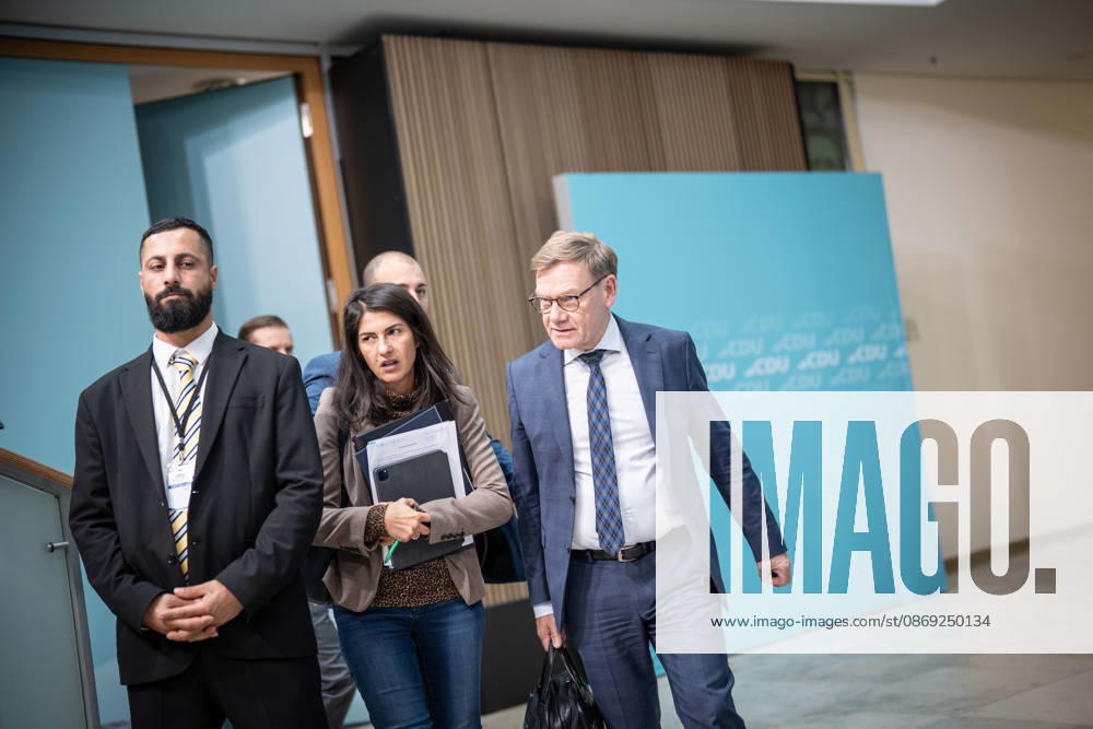 Foreign Minister Johann Wadephul at the Konrad Adenauer House, with Serap Güler, Minister of State at the Federal Ministry of Foreign Affairs, during the CDU Germany Executive Committee Retreat in Berlin, October 2026, Berlin, Berlin, Germany, Konrad Adenauer House