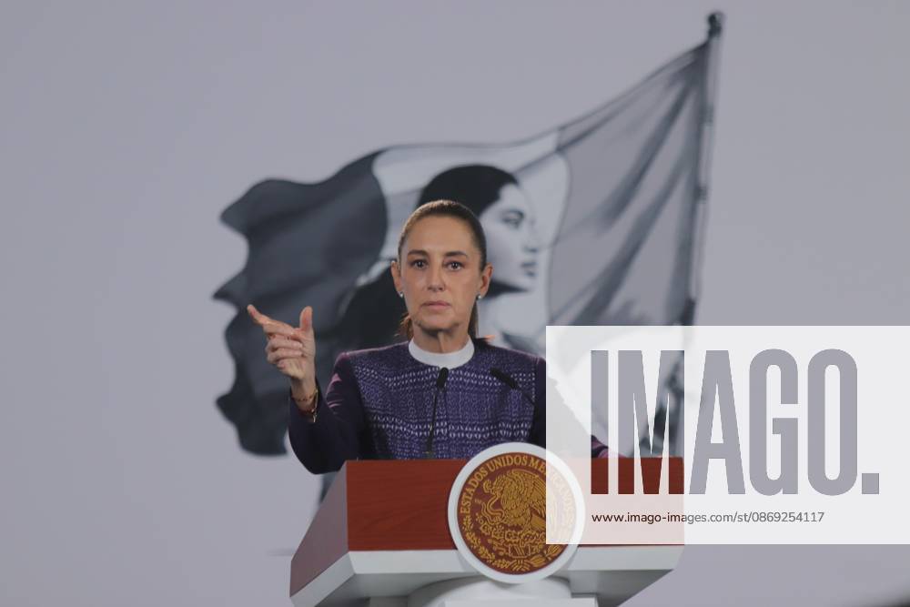 MEXICO Mexico City, MEXICO, OCTOBER 12, 2026: Mexican President Claudia Sheinbaum speaks during her morning press conference at the National Palace in Mexico City. Sheinbaum says the United States-Mexico-Canada Agreement (USMCA) remains in force while Mexico continues trade talks with the United States. Mexico City Mexico - ZUMAq101 20261012_zna_q101_092