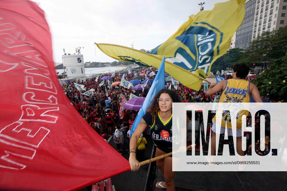 Thousands of supporters gather in Copacabana, Rio de Janeiro, Brazil, on October 12, 2026, for a pro-democracy demonstration organized by the CENA Nacional movement, the National Union of Students (UNE) and Universibloco. Held on Brazilâ€⠢s Our Lady of Aparecida national holiday, the rally calls for the defense of constitutional rights and public policies supporting healthcare, education and social assistance. Carnival street bands, known as blocos, and percussion groups brought music and a festive atmosphere to the waterfront mobilization, blending political activism with Rioâ€⠢s popular street culture. The demonstration takes place ahead of Brazilâ€⠢s October 25 pres - ZUMAk251 20261012_znp_k251_011
