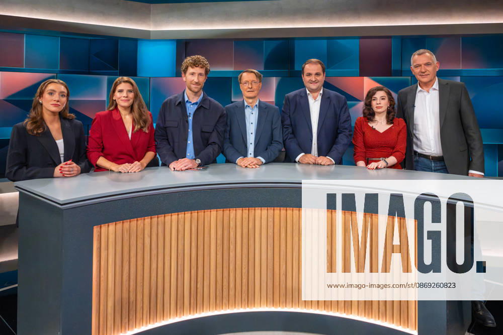 Hart aber Fair aus Köln am 12. Oktober 2026. Von links nach rechts: Sophie-Marie Schulz, Ressortleiterin Politik der Berliner Zeitung, die Unternehmerin Sarna Röser (Zementrohr- und Betonwerke Karl Röser & Sohn GmbH), Gastgeber Louis Klamroth, Karl Wilhelm Lauterbach, Mitglied des Bundestages und Gesundheitspolitiker, neben Karl Wilhelm Lauterbach, Nathanael Liminski, CDU, NRW-Minister, Marina Weisband, Bündnis ö90 Die Grünen, sowie Jan van Aken, Bundestagsabgeordneter der Linken. Bärbel Bas ist als Arbeitsministerin und SPD-Vorsitzende zurückgetreten. Wurde sie Unmenschlich behandelt? Die politische Mitte in Deutschland wird leer. CDU und SPD kämpfen um ihr Überleben. Die AfD greift in einzelnen Bundesländern nach der Macht. D