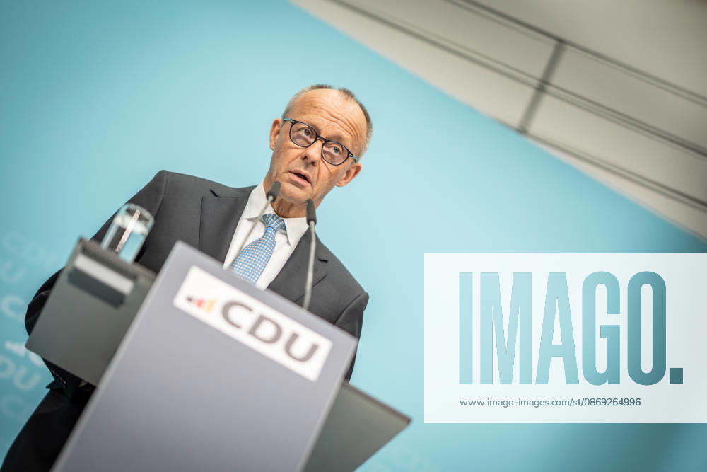 Chancellor Friedrich Merz at the closing press conference of the CDU Germany Executive Committee retreat in Berlin, October 2026, Berlin, Berlin, Germany, Konrad Adenauer House
