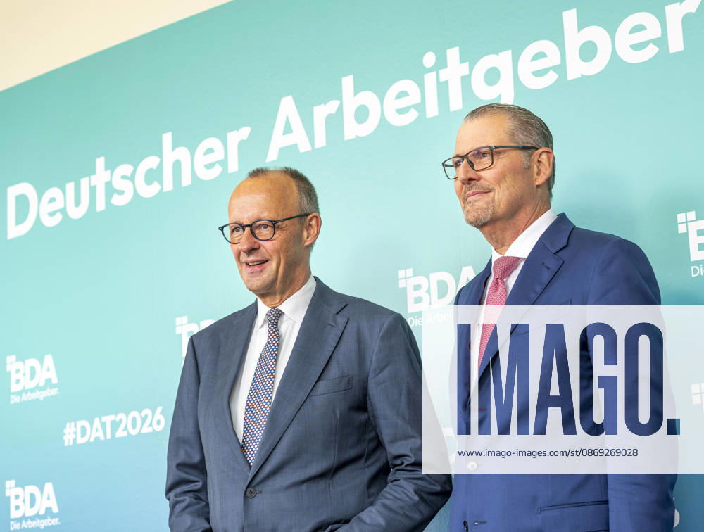 Friedrich Merz Attends Employers Day 2026 EUR, Germany, Berlin, October 13, 2026: Federal Chancellor Friedrich Merz (CDU) and Rainer Dulger, President of the Confederation of German Employers Associations, at the 2026 Employers Day hosted by the Confederation of German Employers Associations