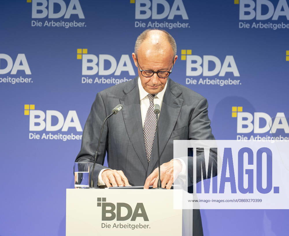 Friedrich Merz Attends Employers Day 2026, Germany, Berlin, October 13, 2026. Federal Chancellor Friedrich Merz (CDU) delivers a keynote address at the 2026 Employers Day organized by the Confederation of German Employers Associations.