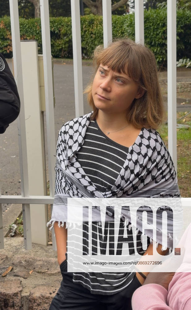 Greta Thunberg During Student Protest - Saint-Denis Videograbs - Swedish activist Greta Thunberg looks on as she arrives to take part in a blockade at the Lycee Paul Eluard in Saint-Denis, on the outskirts of Paris on October 13, 2026, as part of a nationwide student mobilisation. France sees nationwide demonstrations on October 13 in support of students protesting poor classroom conditions for weeks, as authorities and participants remain wary of further violence. Photo by CLPRESS ABACAPRESS.COM Paris France