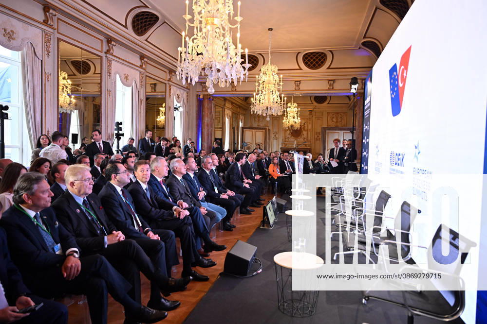 EU-Turkiye Business Summit kicks off in Brussels BRUSSELS, BELGIUM - OCTOBER 13: Participants attend the EU-Turkiye Business Summit, organized in cooperation with the Foreign Economic Relations Board of Turkiye (DEIK) and the European Business Summit (EBS), at Egmont Palace in Brussels, Belgium, on October 13, 2026. Dursun Aydemir Anadolu Brussels Belgium. Editorial use only. Please get in touch for any other usage.