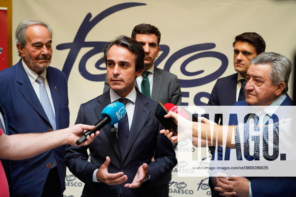 The Gaesco Forum on Key Infrastructure for the City was held in Seville. The Regional Minister of Public Works and Mobility for the Regional Government of Andalusia, Mario Munoz Atanet, speaks to the media before participating in the Gaesco Forum with the presentation Infrastructure for Seville: Challenges and Opportunities. October 13, 2026, in Seville, Andalusia, Spain. October 13, 2026, Seville, Andalusia, Spain Seville, Andalusia, Spain Spain