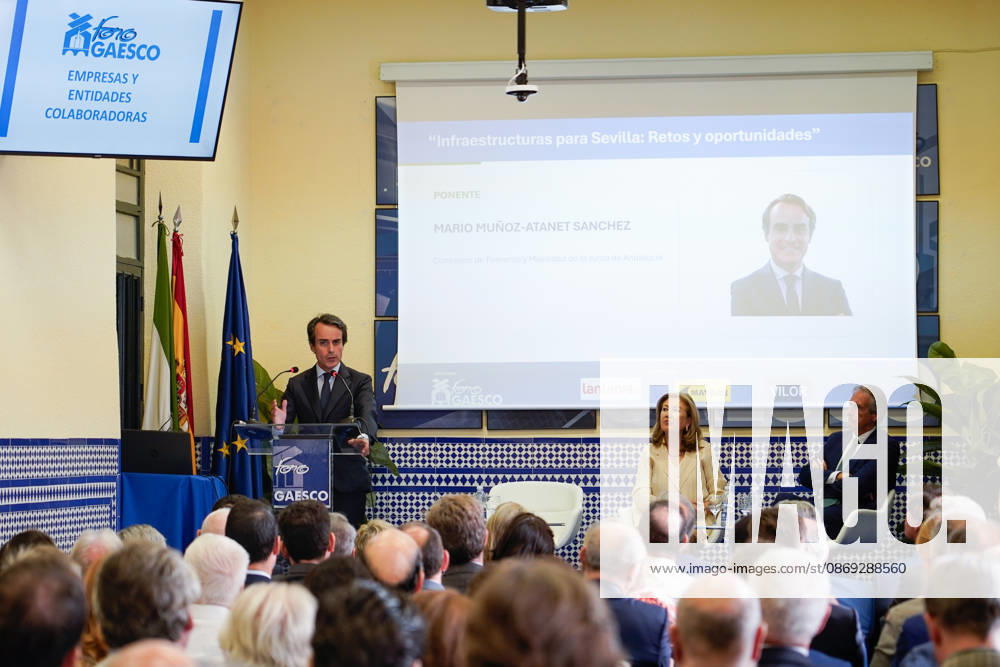 The Gaesco Forum on Key Infrastructure for the City is held in Seville. The Regional Minister of Public Works and Mobility for the Regional Government of Andalusia, Mario Munoz Atanet, speaks at the Gaesco Forum with the presentation Infrastructure for Seville: Challenges and Opportunities October 13, 2026, in Seville, Andalusia, Spain October 13, 2026 Seville, Andalusia, Spain Seville, Andalusia, Spain Spain