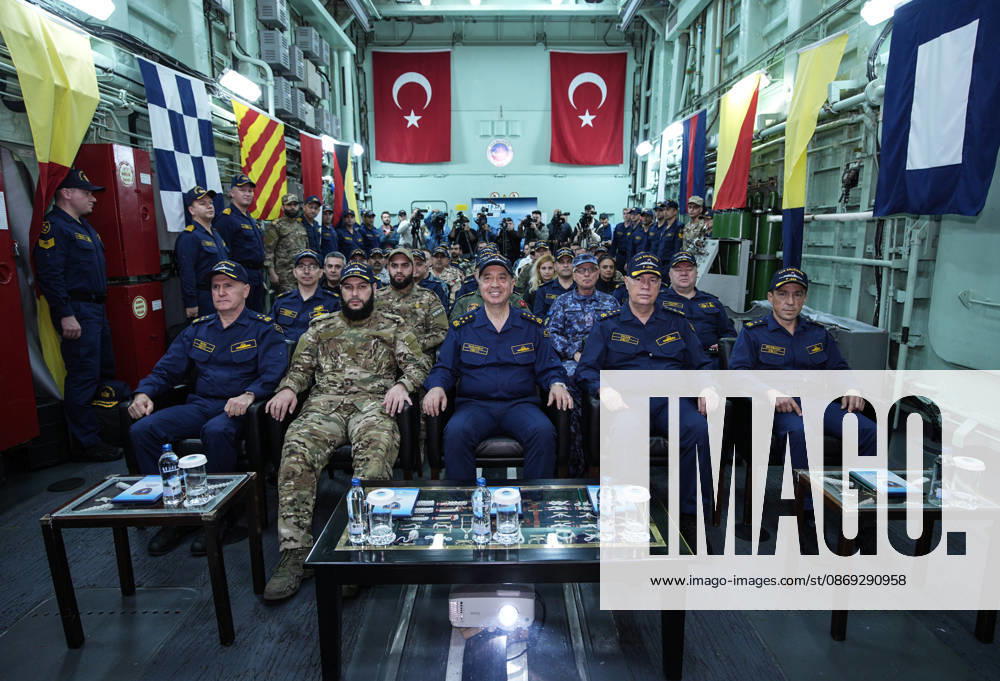 NUSRET-2026 Invitational Exercise continues in Turkiye s Izmir IZMIR, TURKIYE - OCTOBER 13: Turkish Naval Forces Commander Admiral Ercument Tatlioglu (C) and Syrian Naval Forces Commander Brigadier General Mohammed al-Saud (2nd L) follow activities aboard TCG Salihreis, the flagship of the NUSRET-2026 Invitation Exercise, during Distinguished Observer Day activities off the coast of Foca, Izmir, Turkiye, on October 13, 2026. Hosted by Turkiye and conducted by the Turkish Naval Forces Mine Fleet Command, the exercise involves naval and air assets from NATO and Turkiye, as well as the Turkish Coast Guard, with observers from various countries. Mahmut Serdar Alakus Anadolu Izmir Turkey. Editorial use only. Please get in touch for any other