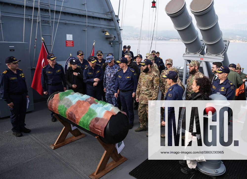 NUSRET-2026 Invitational Exercise continues in Turkiye s Izmir IZMIR, TURKIYE - OCTOBER 13: The MALAMAN bottom mine used in the NUSRET-2026 Invitation Exercise is presented to participants during Distinguished Observer Day activities off the coast of Foca, Izmir, Turkiye, on October 13, 2026. Hosted by Turkiye and conducted by the Turkish Naval Forces Mine Fleet Command, the exercise involves naval and air assets from NATO and Turkiye, as well as the Turkish Coast Guard, with observers from various countries. Mahmut Serdar Alakus Anadolu Izmir Turkey. Editorial use only. Please get in touch for any other usage.