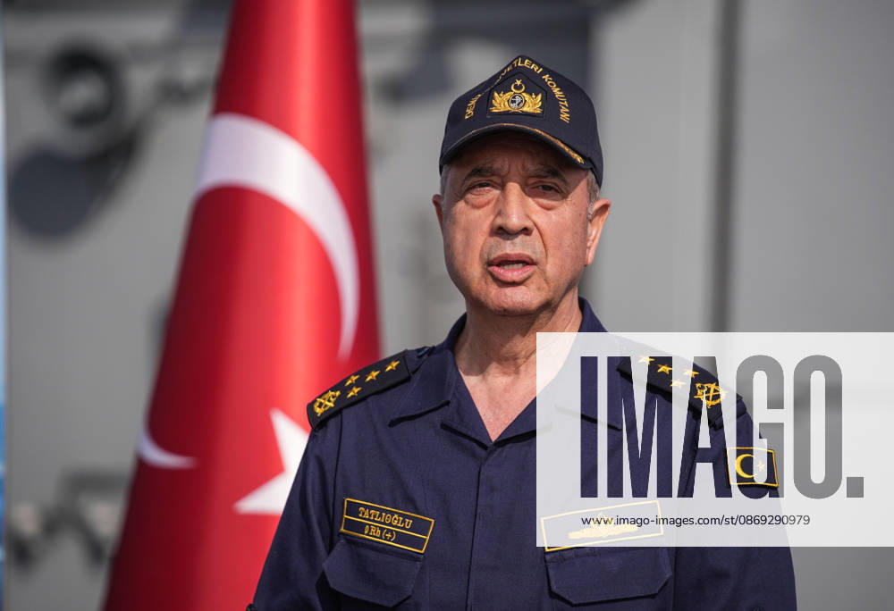 NUSRET-2026 Invitational Exercise continues in Turkiye s Izmir IZMIR, TURKIYE - OCTOBER 13: Turkish Naval Forces Commander Admiral Ercument Tatlioglu delivers a speech about the NUSRET-2026 Invitation Exercise during Distinguished Observer Day activities held off the coast of Foca, Izmir, Turkiye, on October 13, 2026. Hosted by Turkiye and conducted by the Turkish Naval Forces Mine Fleet Command, the exercise involves naval and air assets from NATO and Turkiye, as well as the Turkish Coast Guard, with observers from various countries. Mahmut Serdar Alakus Anadolu Izmir Turkey. Editorial use only. Please get in touch for any other usage.