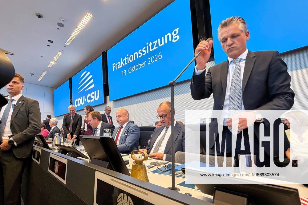 German Bundestag Union Caucus Meeting Thorsten Frei (CDU) opens the meeting at the start