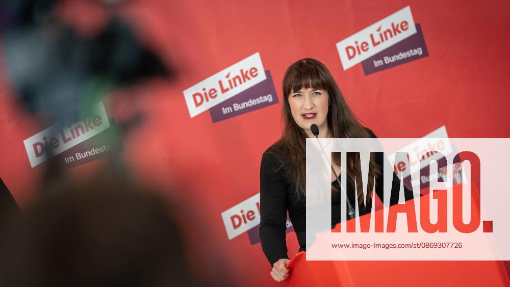 Heidi Reichinnek, Chair of the Die Linke parliamentary caucus in the German Bundestag; Press Statement from the Die Linke Caucus, German Bundestag, Berlin, Berlin, Germany, Bundestag