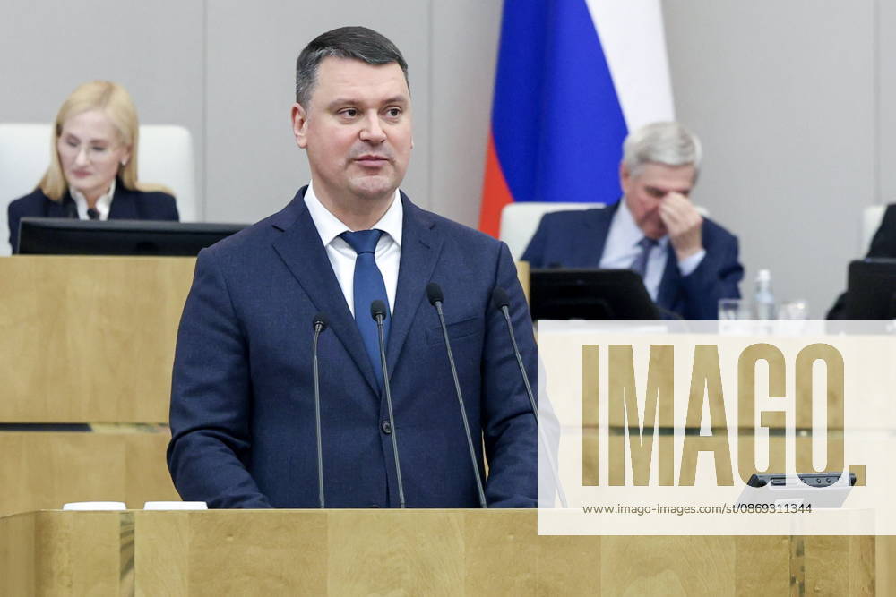 RUSSIA, MOSCOW - OCTOBER 13, 2026: Sergei Chirkov, Chairman of the Pension and Social Insurance Fund of Russia, addresses a plenary meeting of the Russian State Duma. Russian State Duma Press Office TASS 99239290