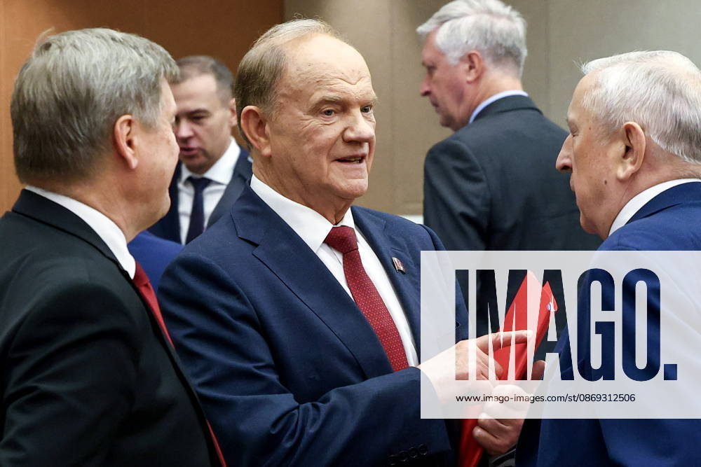 RUSSIA, MOSCOW - OCTOBER 13, 2026: Gennady Zyuganov (C), faction leader of the Russian Communist Party (KRPF), attends a plenary meeting of the Russian State Duma. Russian State Duma Press Office TASS 99238243