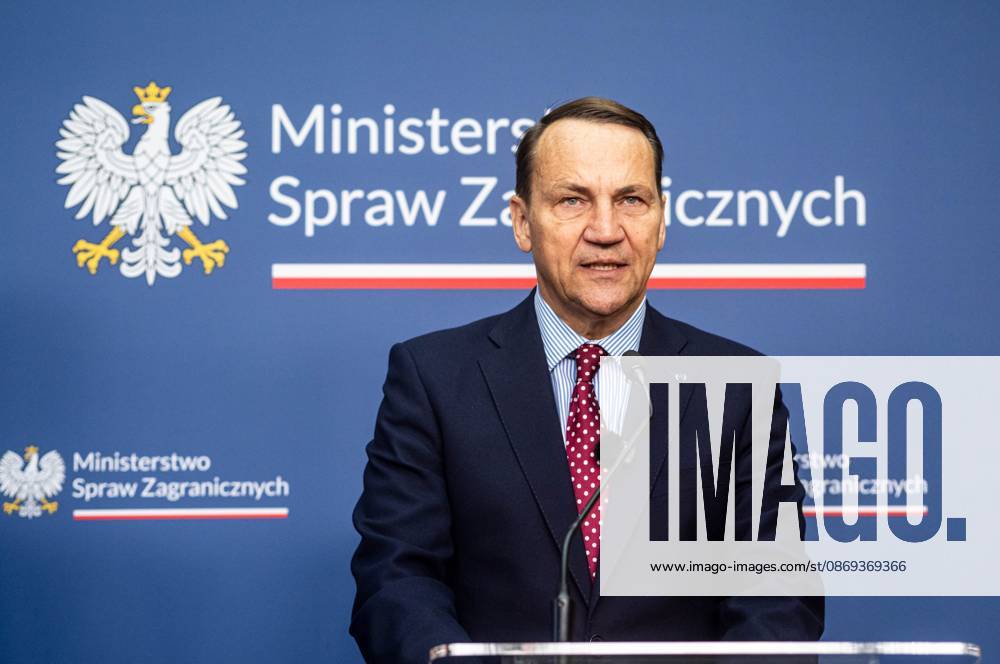Foreign Ministers of Poland and the United Kingdom meet in Warsaw, Poland - 13 Oct 2026 Poland s Minister of Foreign Affairs, Radoslaw Sikorski, speaks during the press conference. Foreign Secretary of the United Kingdom of Great Britain and Northern Ireland visits the Ministry of Foreign Affairs in Warsaw, Poland for a meeting with the Republic of Poland s Foreign Minister, Radoslaw Sikorski. During the subsequent press conference, the ministers discussed their countries ongoing cooperation in foreign policy issues, including supporting Ukraine in the war Russia is waging against it. Miliband also spoke of the ties his family has to Poland. Afterwards, the ministers travel to the second day of the Warsaw Security Forum. Warsaw Poland