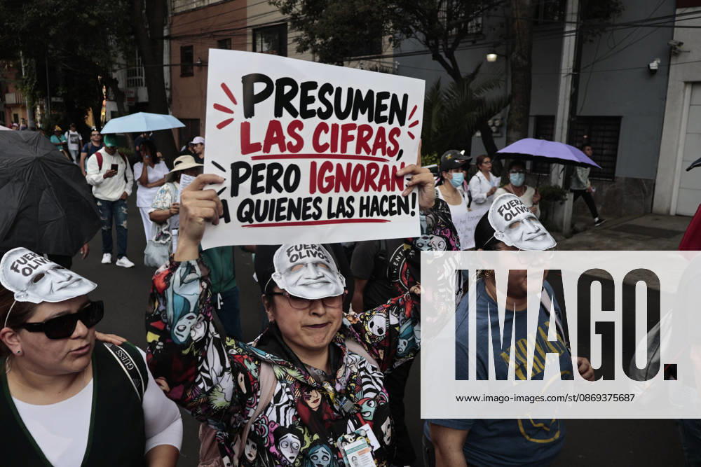 Thousands of medical and healthcare workers from the Mexican Social Security Institute (IMSS) are staging a massive nationwide protest. In Mexico City, demonstrations are taking place at headquarters and hospitals, with the main march heading toward the union s offices; the march began at the government-run Siglo XXI Hospital which relies on federal funding and serves employees from various Mexican government agencies. The protest stems from workers demands for better working conditions, specifically addressing excessive workloads, unfilled vacancies across all departments, and the need for proper maintenance of clinical and hospital facilities as well as workplace safety standards. Other dema - ZUMAp204 20261013_zip_p204_045