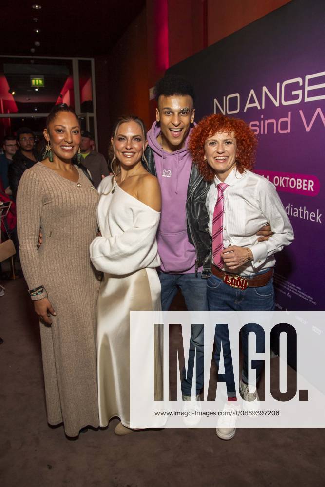 ABB NOANGELS members Jessica Wahls, Sandy Mölling, Prince Damien, and Lucy Diakovska attended the exclusive preview of the ARD documentary *NO ANGELS: DAS SIND WIR* at the Colosseum Berlin on October 13, 2026, in Berlin, Germany