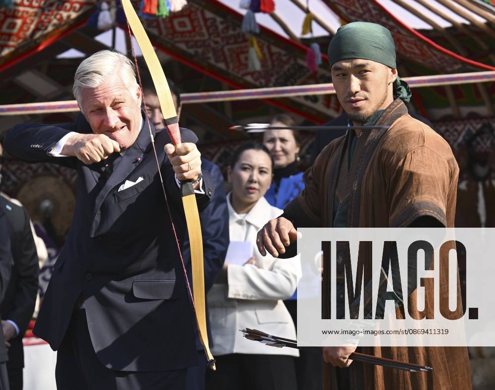 State Visit of King Philippe and Queen Mathilde to Kazakhstan (Day 4) ALMATY, KAZAKHSTAN - OCTOBER 14 : State Visit of King Philippe and Queen Mathilde to Kazakhstan (Day 4) - Traditional Cultural Performance (Horse show, stables and yurt), on October 14, 2026 in Almaty, Kazakhstan, 14 10 2026 Almaty Kazakhstan