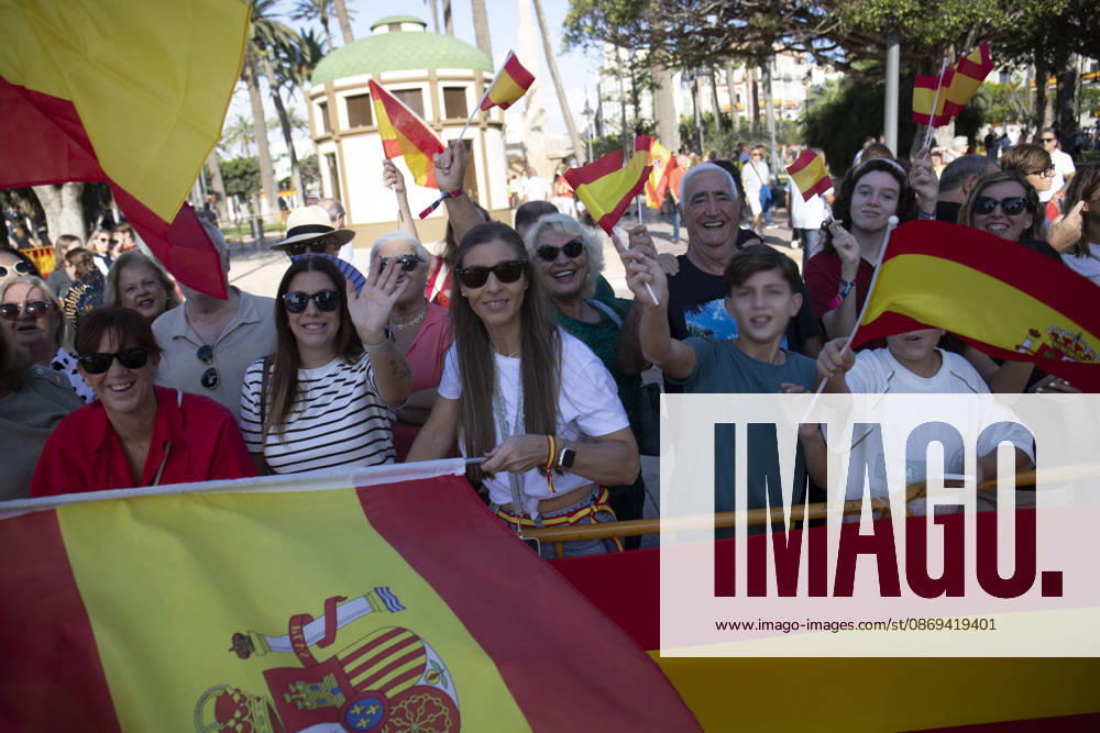 The King and Queen Visit the Autonomous City of Melilla: A large crowd waving Spanish flags gathered before King Felipe VI and Queen Letizia’s visit to the Melilla Assembly on October 14, 2026, in Melilla, Spain. The King and Queen are making their first official visit to Melilla, where they have received a welcome just as enthusiastic as the one they received in Ceuta. In Ceuta, in addition to expressing their solidarity following the massive influx of migrants last July, the monarch wished to emphasize the Spanish identity of both autonomous cities. October 14, 2026, Melilla, Spain