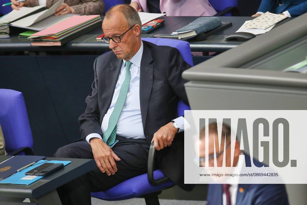 German Bundestag 101st Session of the Bundestag Chancellor Friedrich Merz (CDU) and Tino Chrupalla (AfD)