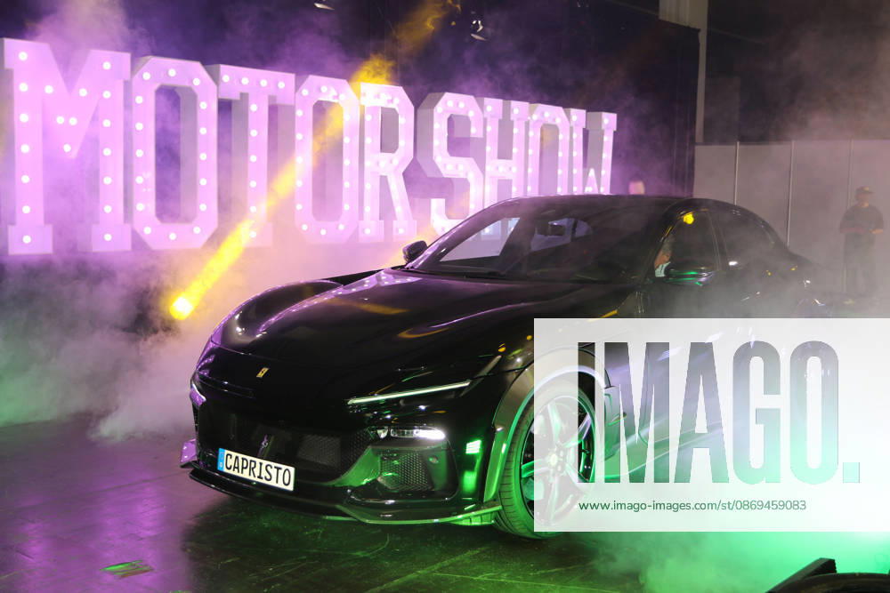 A 2026 Ferrari Purosangue from exhibitor Capristo Automotive in artificial fog, Media event: Carwalk for the Essen Motor Show on October 14, 2026, at Messe Essen in the lead-up to the Essen Motor Show 2026 (November 28, 2026 – December 6, 2026), EMS Preview on November 27, 2026