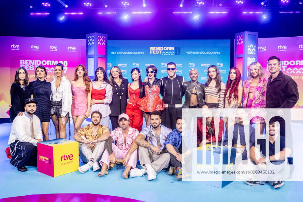 RTVE presents the artists selected to participate in Benidorm Fest 2027 Group photo taken during the presentation of the artists who will participate in Benidorm Fest 2027, on October 14, 2026, in Madrid, Spain. The sixth edition of Benidorm Fest will be held from January 23 to 30, 2027, returning to its traditional dates on the calendar after having been moved to February for the previous edition. OCTOBER 14, 2026 BENIDORM FEST ARTISTS MUSIC SINGERS Madrid Madrid, Spain