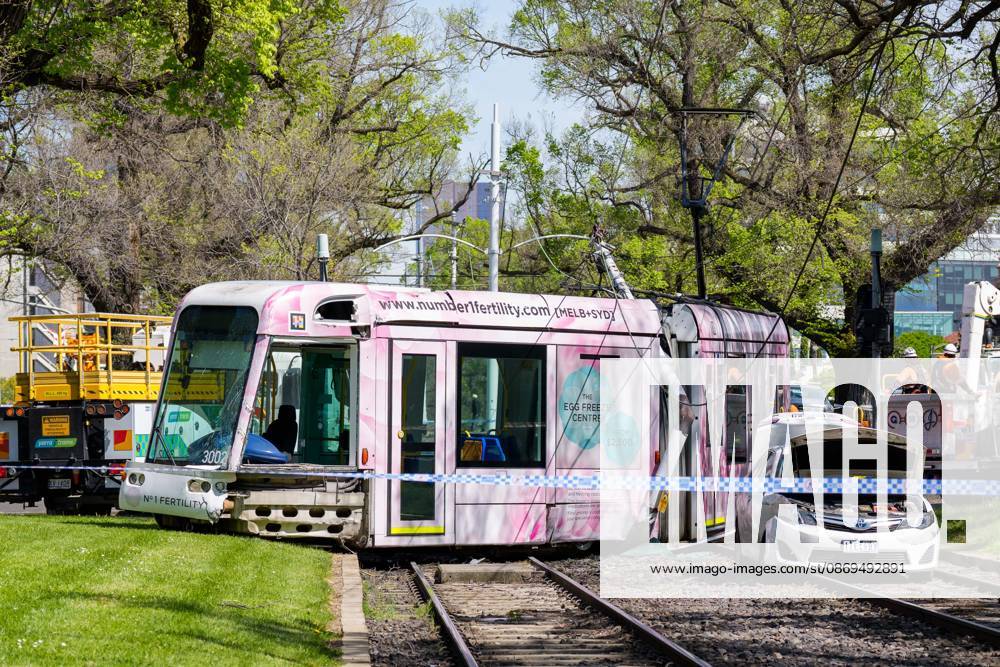 A tram is derailed after a collision with a car during the morning peak hour on Victoria Parade in Melbourne, Australia. No Passengers were hurt but services have been disrupted. Melbourne Australia - ZUMAl303 20261015_aaf_l303_005