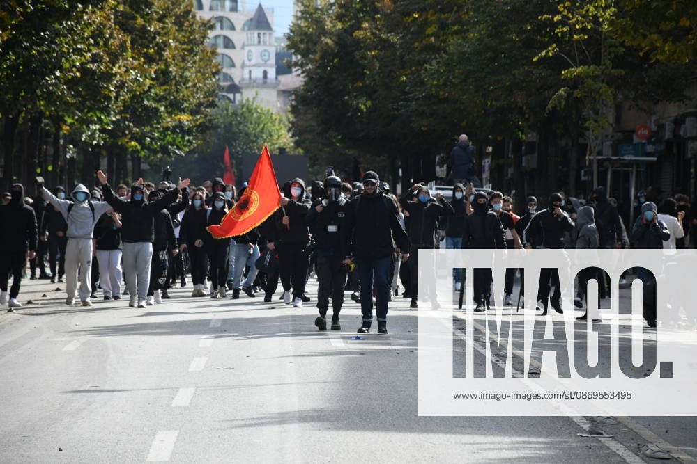 Student protests demanding improved educational conditions continue in Albania TIRANA, ALBANIA - OCTOBER 15: University students continue protests demanding improved educational conditions in Tirana, Albania, on October 15, 2026. Tensions persist on the third day of demonstrations, with high school students and local residents joining the protests. Police use tear gas to disperse demonstrators outside the Ministry of Education and the Parliament building, while protesters throw stones and other objects at police officers. Olsi Shehu Anadolu Tirana Albania. Editorial use only. Please get in touch for any other usage.