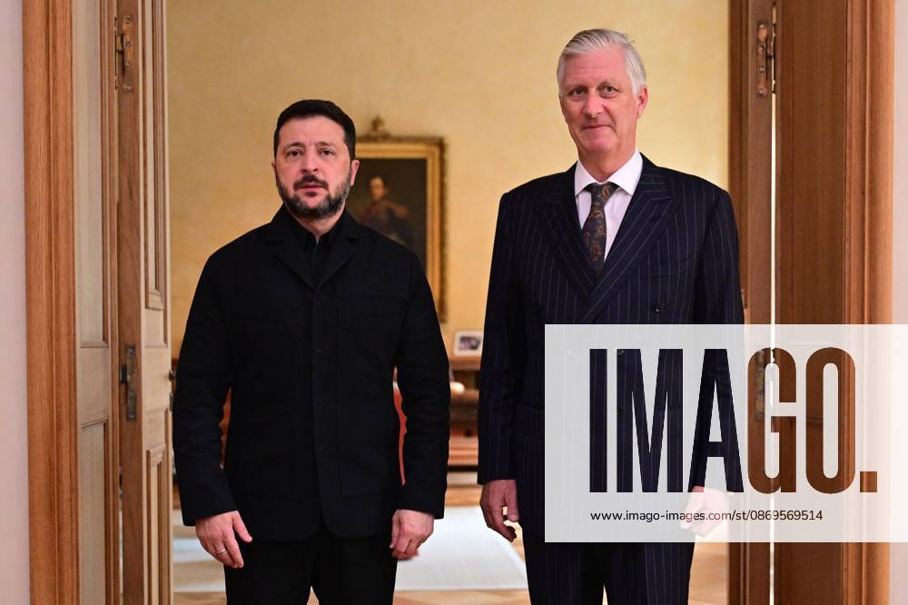Ukraine president Volodymyr Zelensky and King Philippe - Filip of Belgium pictured during a meeting at the Royal Palace, on Thursday 15 October 2026 in Brussels. DIRKxWAEM 189896017