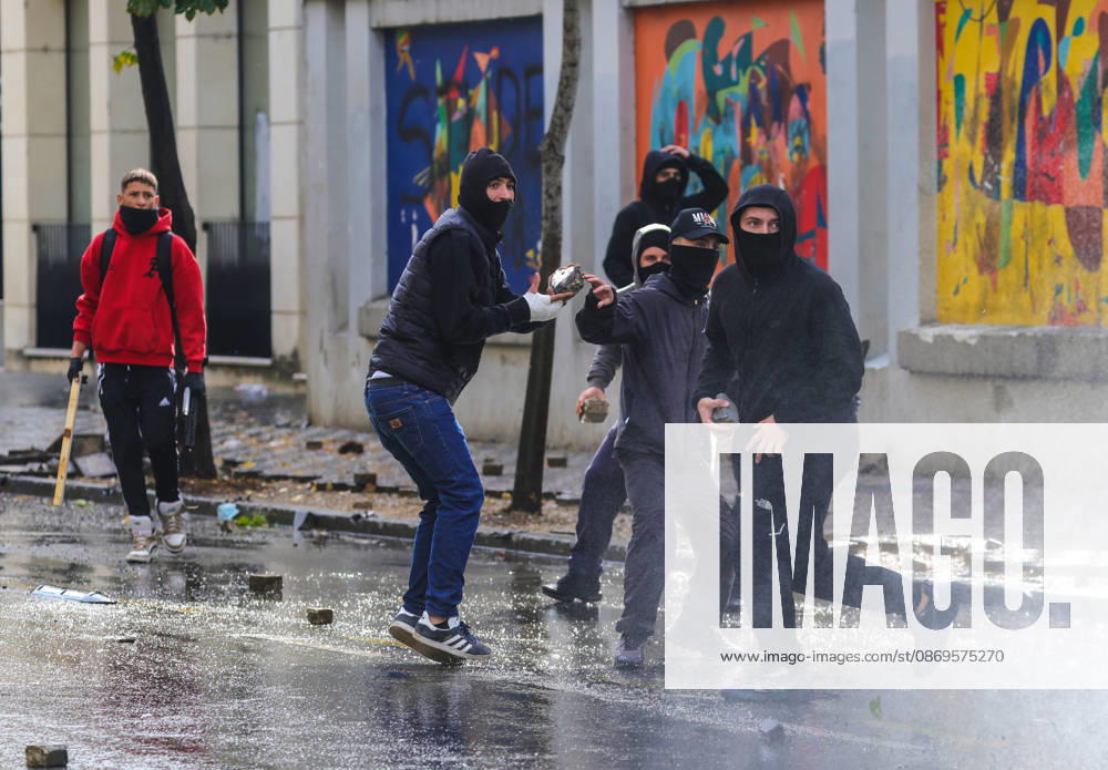 Violent protest of Students in Tirana, Albania Students throw stones to police in front of Education Ministry in Tirana, Albania, on October 15, 2026. Students are in the third day of their protest calling for better education conditions and the resignation of Prime Minister Edi Rama. Tirana Albania