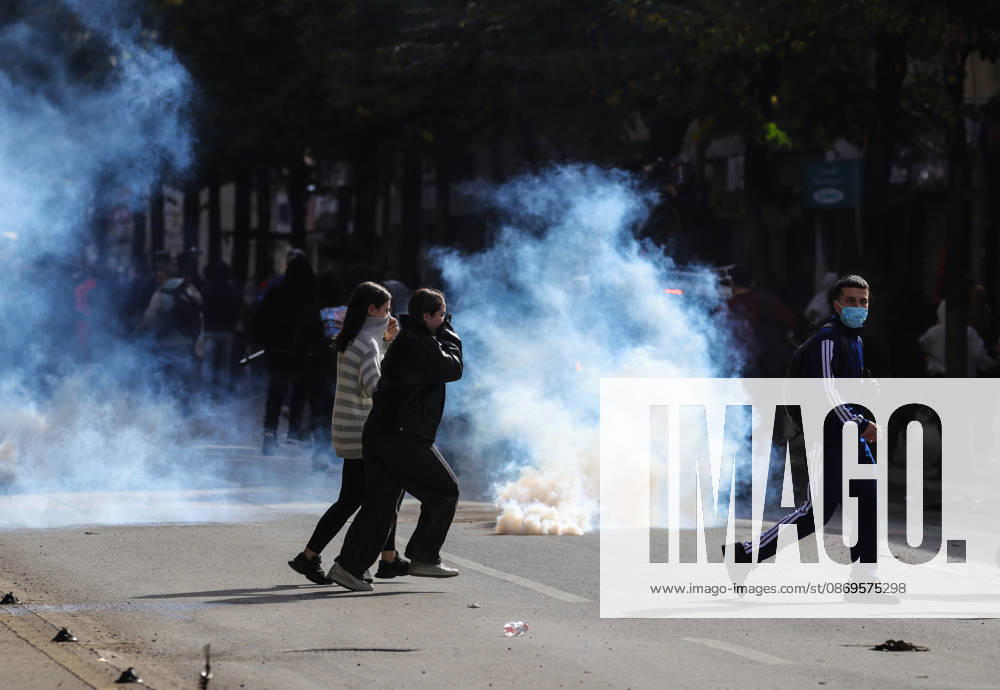 Violent protest of Students in Tirana, Albania Police use tear gas to disperse students in front of Education Ministry in Tirana, Albania, on October 15, 2026. Students are in the third day of their protest calling for better education conditions and the resignation of Prime Minister Edi Rama. Tirana Albania