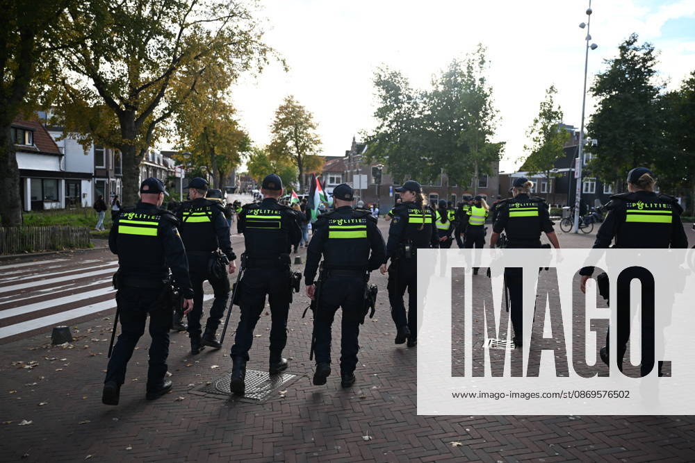 Pro-Palestinian demonstration ahead of UEFA Europa League match between AZ Alkmaar v Hapoel Be er Sheva in Netherlands ALKMAAR, NETHERLANDS - OCTOBER 15: Pro-Palestinian demonstrator groups gather near AFAS Stadium to protest the UEFA Europa League football match between AZ Alkmaar and Hapoel Be er Sheva in Alkmaar, Netherlands on October 15, 2026. Security measures were heightened around the venue during the protest ahead of the match. Mouneb Taim Anadolu Alkmaar Netherlands. Editorial use only. Please get in touch for any other usage.