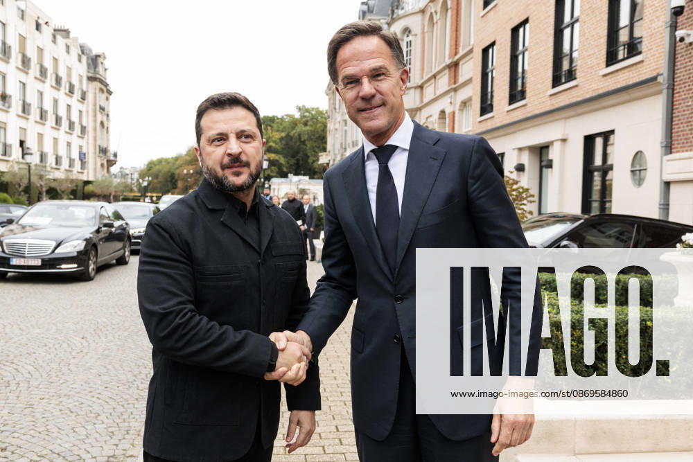 NATO Secretary General Mark Rutte meets with Ukrainian President Volodymyr Zelenskyy at the NATO Secretary General s Residence in Brussels, Belgium, on October 15, 2026. NATO via Bestimage, Brussels, Belgium